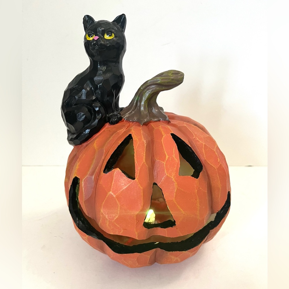Halloween Jack O Lantern Pumpkin Black Cat LED Light Up Halloween Orange Black